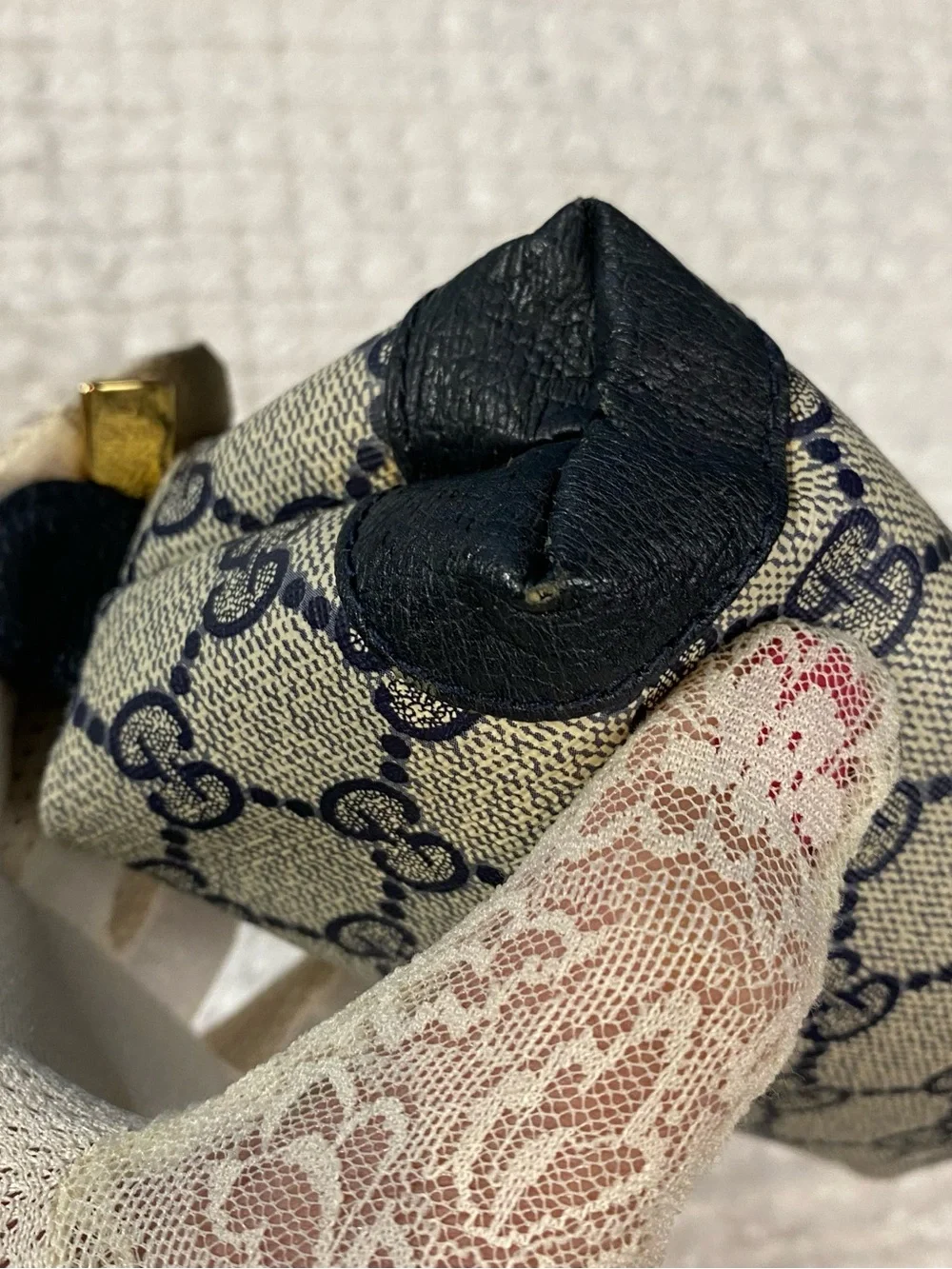 Vintage Gucci navy GG monogram canvas mini pouch